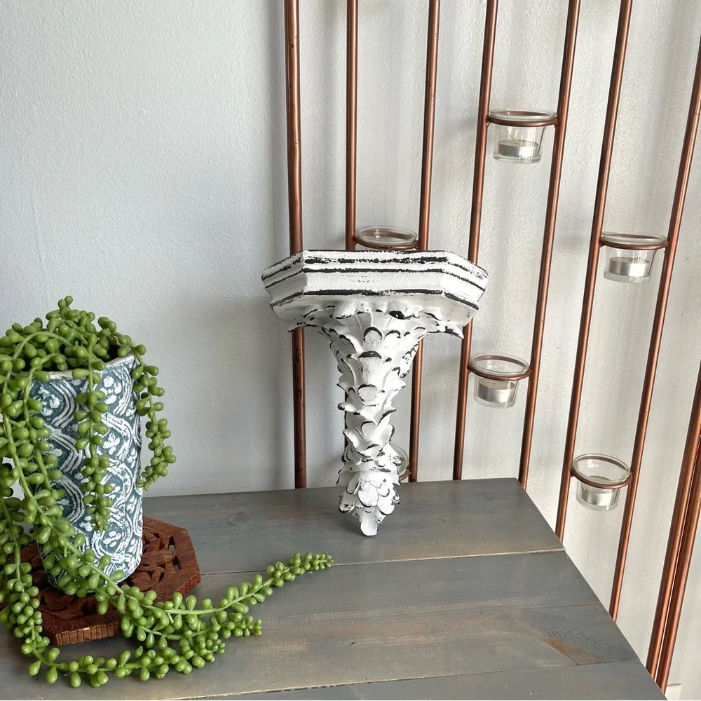 Eclectic Revival Upcycled Hand Painted Decorative Wall Display Shelf White Black